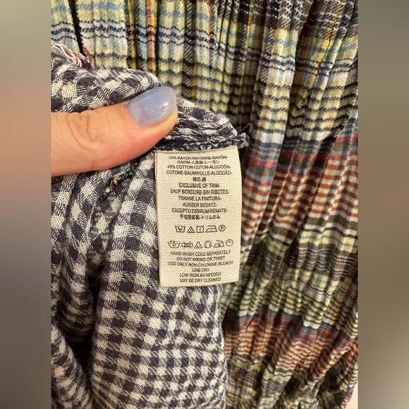 Free People Come On Over Plaid Oversized Button-Front Long Sleeve, Size Medium - Picture 7 of 9